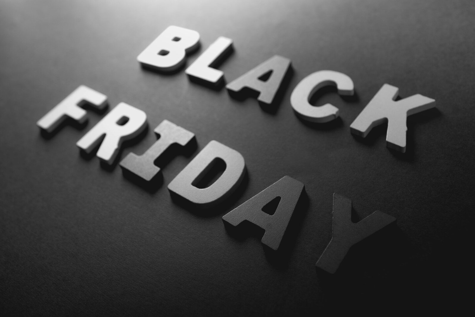 Black friday text spelled out with letters